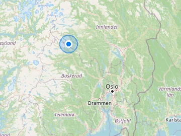 Locator map: Nøsen relative to Oslo in southern Norway